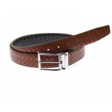 Curea barbati eleganta, design patratele, din piele ecologica, maro 3.5 cm - DR1214NM