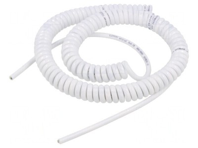 Cablu spiralat alb PUR 6x0,15mm2 300V 2m foto