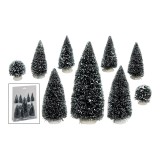 Set 9 brazi decorativi cu zapada 6-20 cm, Jad
