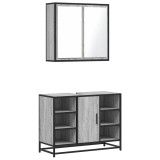 Cumpara ieftin Set mobilier de baie, 2 piese, gri sonoma, lemn prelucrat