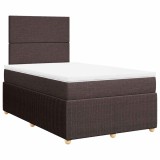 Cumpara ieftin Pat box spring cu saltea, maro inchis, 120x200 cm, textil