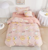 Lenjerie De Pat Marvel Xc080, Bumbac, 4 Piese, Cu Elastic, Imprimeu, Roz