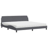 Cumpara ieftin Pat cu saltea, Dover, gri inchis, 200x200 cm, catifea
