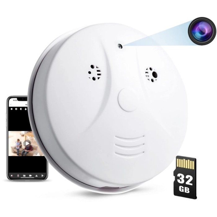 Camera Spion Detector de fum iUni D101, 32GB, Wi-Fi, Vizualizare 4K