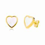 Cumpara ieftin Cercei din aur galben 14K - contur simetric de inimă cu perle naturale