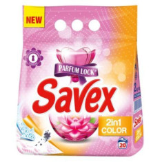 Detergent Pudra Automat pentru Rufe SAVEX 2 in 1 Color, Cantitate 2 Kg, 20 Spalari, Parfum Floral, Detergent Automat pentru Haine Colorate, Detergenti
