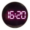 Ceas digital de masa cu led mov,termometru,functie 12/24 h,rotund,oglinda