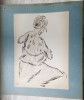 DESEN HORIA DAMIAN [STUDIU DE PERSONAJ FEMININ VAZUT DIN SPATE LA SEMIPROFIL], Nud, Cerneala, Realism