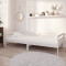 vidaXL Pat de zi cu saltea, alb, 90x200 cm, lemn masiv de pin