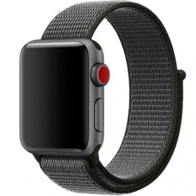 Curea iUni compatibila cu Apple Watch 1/2/3/4/5/6/7, 38mm, Nylon Sport, Woven Strap, Midnight Gray foto