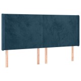 Cumpara ieftin Tablie pat cu urechi albastru inchis 203x16x118/128 cm catifea