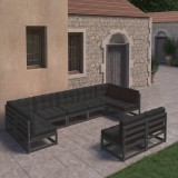 vidaXL Set mobilier grădină cu perne, 9 piese, lemn masiv de pin 3077218