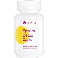 Epsom Detox caps, Sulfat de Magneziu, Sare 100% pură, pentru Susţinerea Tranzitului Intestinal și Eliminarea Toxinelor (90 capsule) - Calivita