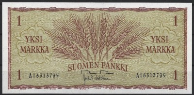 !!! FINLANDA - 1 MARKKA 1963 - P 98 a 30 - UNC / CEA DIN SCAN foto