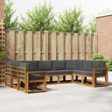 vidaXL Set de canapele de exterior cu pernă 9 pcs Natural și Antracit 3366990