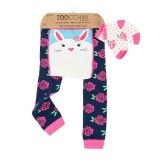 Set Pantaloni și Șosete Antiderapante Zoocchini, 12-18 Luni, Bunny. Colanți cu silicon pentru genunchi. Bumbac, Poliamida, Spandex.