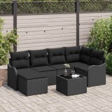 Cumpara ieftin Set de canapele pentru gradina cu perna 7 pcs Negru Rattan poli