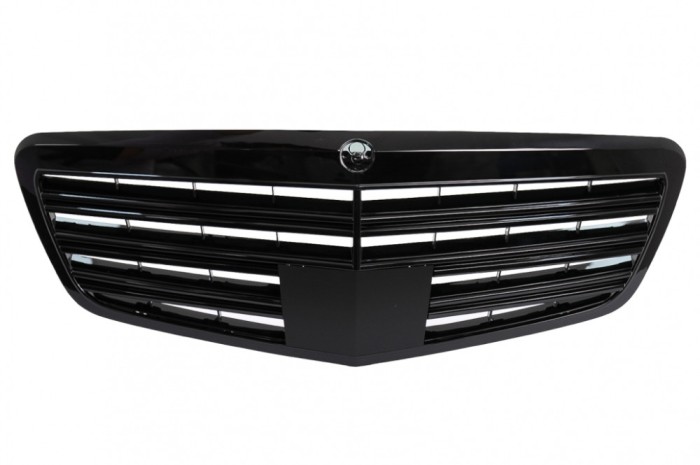 Grila Centrala Mercedes S-Class W221 Facelift (2010-2013) S63 S65 Piano Black Design Performance AutoTuning