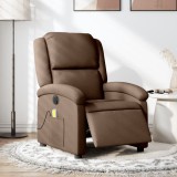 VidaXL Fotoliu electric de masaj rabatabil, maro, textil