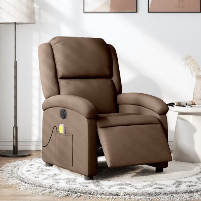 vidaXL Fotoliu electric de masaj rabatabil, maro, textil foto