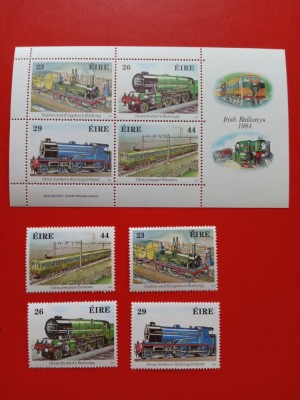 IRLANDA, LOCOMOTIVE - BLOC + SERIE COMPLETĂ MNH foto