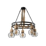 Candelabru Vintage Lustra Rustica Funie Sfoara 5xE27 Grenade 31110 WT MNR3640