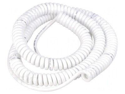 Cablu spiralat neecranat 3x0.15mm2 PUR alb 0.8m-3.2m 300V foto