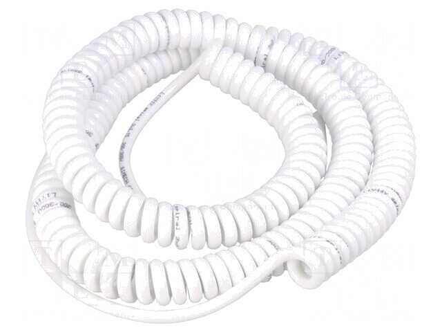 Cablu spiralat neecranat 3x0.15mm2 PUR alb 0.8m-3.2m 300V