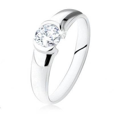 Inel de logodnă argint 925, ştras rotund, transparent, suprafaţă lucioasă - Marime inel: 62 foto