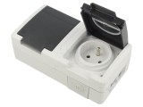 Conector alimentare AC 250V, 16A, IP55, soclu 2P+PE pentru perete