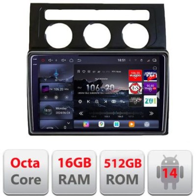 Navigatie VW Touran 2003-2009 clima automata Edotec Kit-touran2 8 core QLED 2K 16+512 360 Android Waze USB Navigatie Internet Youtube Radio CarStore T foto