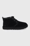 UGG pantofi de piele &icirc;ntoarsă Neumel bărbați, culoarea negru 3236-BLK