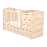 Cumpara ieftin Patut copii transformabil din lemn cu 4 sertare Hubners Eva Kombi 120x60 cm natur
