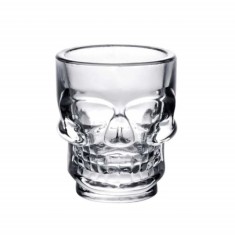 Set 2 pahare din sticla pentru shoturi, forma de craniu, 50 ml, Pufo