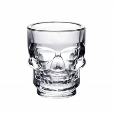 Set 2 pahare din sticla pentru shoturi, forma de craniu, 50 ml, Pufo foto