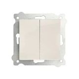 Intrerupator dublu alb 10A, 250V, dimensiuni 7.5x7.5 cm