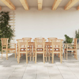 VidaXL Set mobilier de grădină, 9 piese, lemn masiv de tec