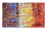 Cumpara ieftin Tablou pictat manual birou, living, Compozitie abstracta, 100x60cm ulei pe panza, reproducere Jackson Pollock