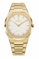 Ceas Stemata Code, quartz, auriu alb, otel inoxidabil, 38 mm foto
