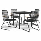 Set mobilier de gradina, 5 piese, negru, ratan PVC