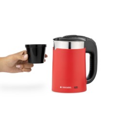 Fierbator de voiaj Navaris dublu perete, 1100W, 0,5L, portabil, ideal camping, rosu, 48676.09