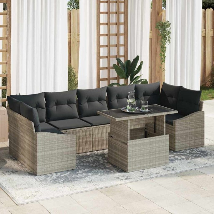 vidaXL Set de canapele pentru grădină 8 pcs Gri deschis Rattan poli 3357695
