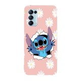Husa compatibila cu Oppo A74 5G, Viceversa, model Stitch flower pattern, Silicon, TPU, Transparent, Carcasa