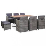 Cumpara ieftin Set mobilier de exterior 11 piese antracit poliratan și acacia