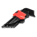 Set chei imbus HEX cu bila lungi 13 piese AMiO, otel CRV, finisaj negru, pentru atelier, service biciclete, auto si reparatii acasa