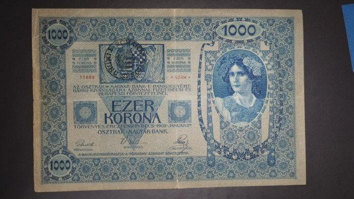 SD0156 Romania 1000 korona 1902 stampilata