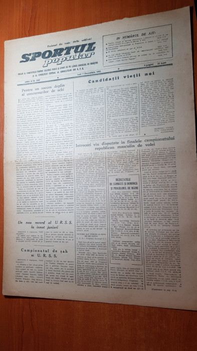 sportul popular 7 decembrie 1953-CCA pe primul loc la natatie,concursul de schi