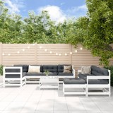 VidaXL Set mobilier relexare grădină, 10 piese, alb, lemn masiv de pin 3186572
