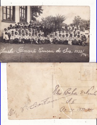 Crucea de Sus ( Panciu , Vrancea )- Scoala primara, scolari- rara foto