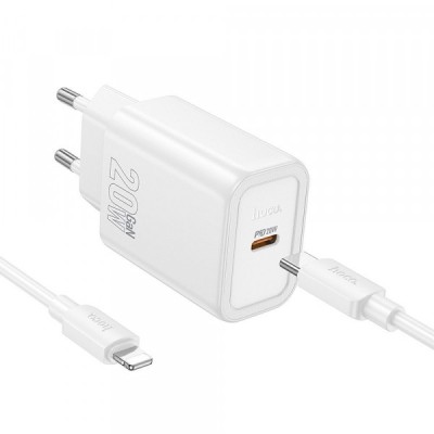 Incarcator Retea Cu Cablu Lightning HOCO N60, 20W, 3A, 1 x USB-C, Alb foto